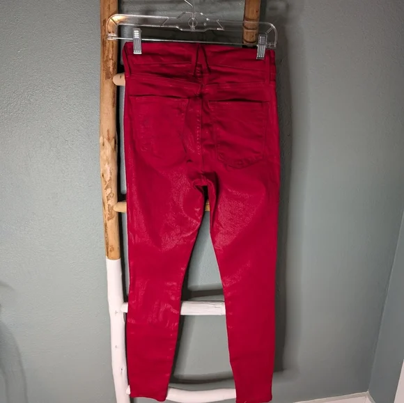 Good American Good Waist shiny red skinny 0/25 - Picture 5 of 8